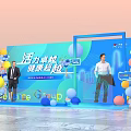 Excellence Group Vibrant Event Stage With Healthy Theme Decorative Balloons And Figures