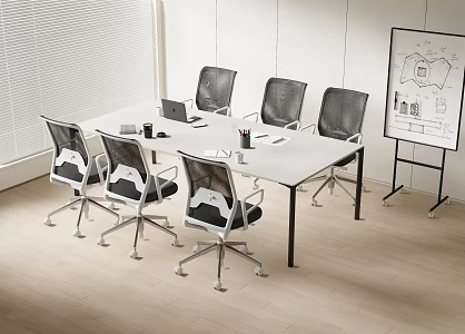 Modern Meeting Table and Chair Office Desk and Chair 3d model