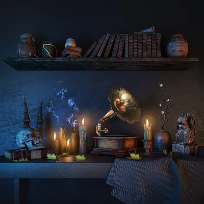 Industrial wind retro scene 3d model