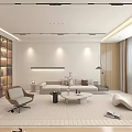 Modern Living Dining Room Interior Design With Sofa Chairs Coffee Table Bookshelf And Large Window