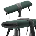 Modern Green Fabric Sofa Bench With Gray Throw Blanket And Black Metal Legs