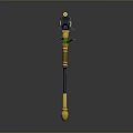 Traditional Japanese Katana Displayed On Golden Black Decorative Stand With Intricate Handle And Green Accent