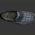 Blue Plaid Casual Loafers With White Sole And Comfortable Upper Design