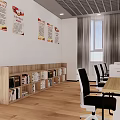 Modern Public Office Space With Desks Computers Chairs And Grid Ceiling 3d model