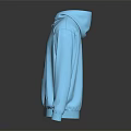 Light Blue Hooded Zip Up Sweatshirt With Front Pocket And Casual Design 3d model