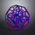 Abstract Geometric Structure With Purple And Blue Wireframe 3D Polyhedron Design 3d model