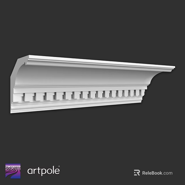 Elegant White Architectural Molding With Detailed Grooves For Home Interior Decor 3d model 