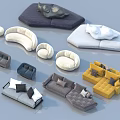 Modern Versatile Sofa Sets In Various Colors Different Shapes And Comfortable Styles 3d model