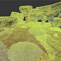 Natural Rocky Cave Scene With Stone Piles Gravel Sandy Ground And Rock Formations