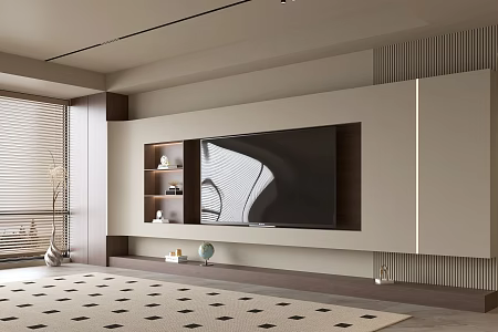 Quiet Ancient Style TV Background TV Cabinet Song Style TV Background Wall Quiet Style Living Room Ornaments Carpet 3d model