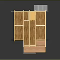 Cartoon Style Wooden House with Large Windows Balcony Staircase and Cozy Porch