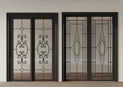 double open glass door 3d model