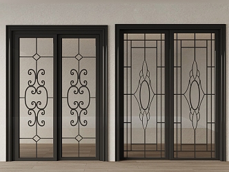 double open glass door 3d model