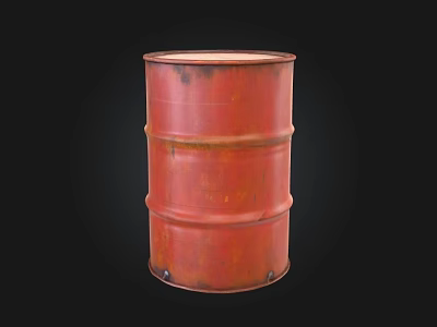 Red Rusty Metal Barrel Storage Container Isolated on Black Background 3d model