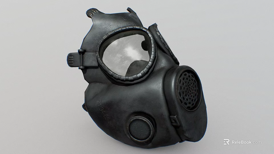 Black Protective Hat With Transparent Face Shield And Breathable Vent Design 3d model 