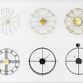 Modern Geometric Line Design Clocks in Gold and Black for Wall Decor