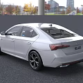 White Modern Sedan With Sleek Exterior And Stylish Front Grille Design