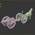 White Classic Horse Drawn Carriage Model Featuring Large Wheels And Standing Horse