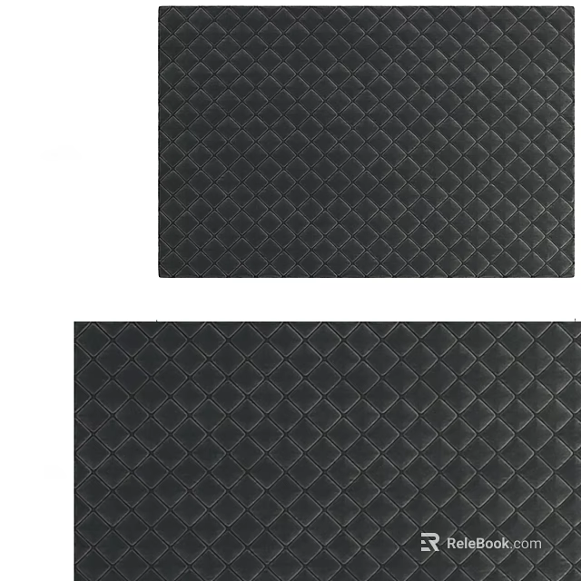 Square Rug In Black With Diamond Quilted Pattern For Modern Home Decor 3d model 