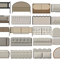 Various Bed Headboard Designs With Upholstered And Wooden Panel Styles 3d model