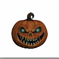 Household Halloween Decorative Pumpkin Lantern With Green Eyes And Sharp Teeth