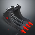 Heavy Duty Construction Utility Vehicle Bucket With Black Body Orange Teeth And Grille Design