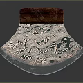 Traditional Handcrafted Axe with Swirl Patterned Blade Red Wooden Handle and Brass Rivet Accents
