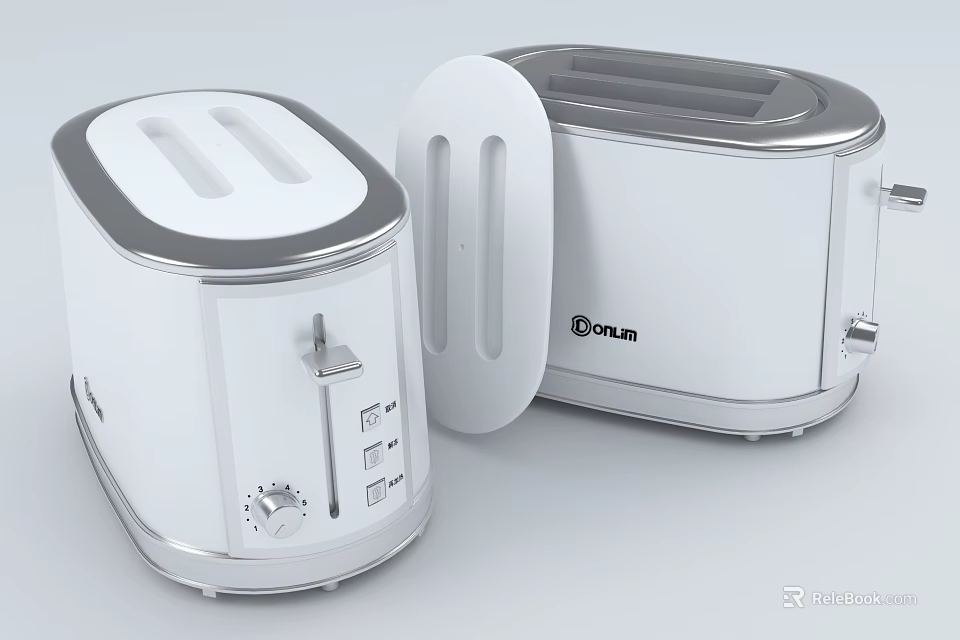 Two White Tovolo Toasters Kitchen Appliance One With Open Lid And One With Closed Lid 3d model 