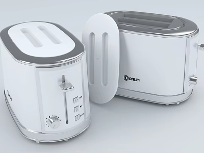 Two White Tovolo Toasters Kitchen Appliance One With Open Lid And One With Closed Lid 3d model