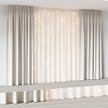 Soft Beige Curtains Featuring String Lights For Cozy Decorative Window Treatment 3d model