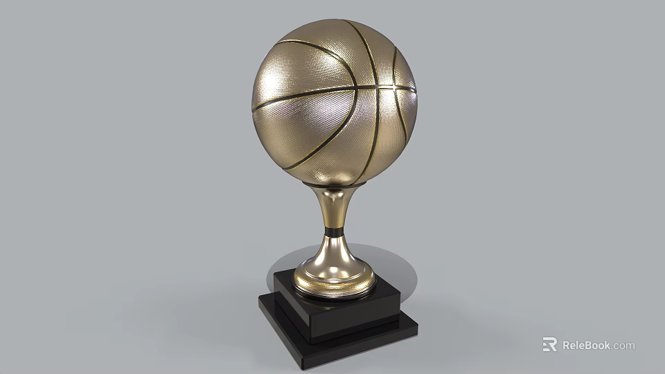 Golden Basketball Shaped Trophy on Black Base for Sports Championship Award 3d model 