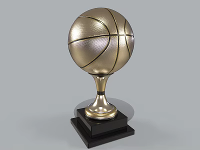 Golden Basketball Shaped Trophy on Black Base for Sports Championship Award 3d model
