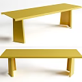 Yellow Modern Dining Table With Minimalist Design And Long Sleek Structure 3d model