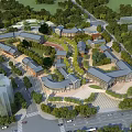 Modern Commercial Street Design With Lush Greenery And Pedestrian Walkways