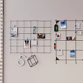 Stylish Wall Grid Hanging with Photos Small Items and Decorative Hooks 3d model