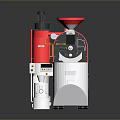 Red and Gray Industrial Equipment with Hopper Control Panel and Processing Function 3d model