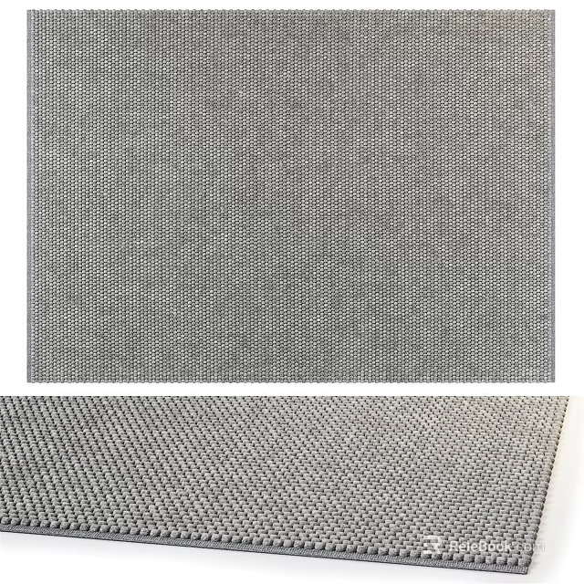 Square Gray Woven Rug With Textured Design For Modern Living Room 3d model 
