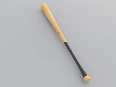 Wooden Baseball Bat With Black Handle And Light Wood Color Design 3d model