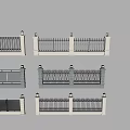 Various Metal Fence Designs With Decorative Posts And Ornate Railing Patterns 3d model