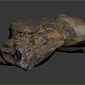 Natural Stone and Wood Decorative Piece with Rough Texture Earthy Tones and White Patches