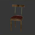 Wooden Chair With Red Leather Seat Solid Back And Sturdy Legs Design