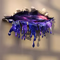 Starry Purple Blue Wall Decor with Hole Design and Glittery Dripping Elements