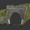 Detailed Miniature Railway Scene With Brick Arch Green Slope And Track