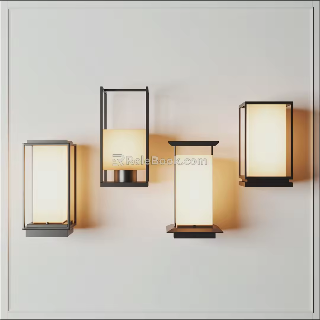 New Chinese-style Table Lamp Table Lamp Combination 3d model