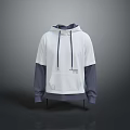 White and Gray Color Block Hoodie with Drawstring Front Pocket Casual Fashion Design