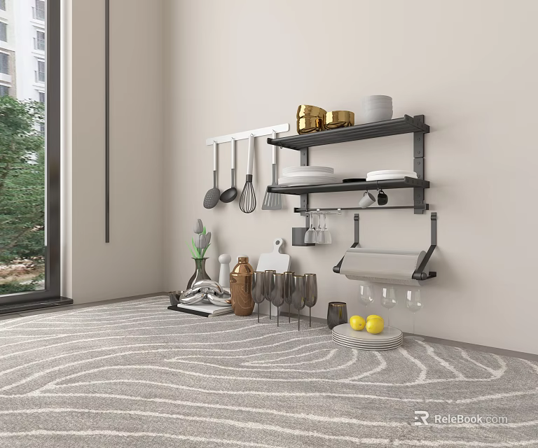 Cheerful Kids Bedroom With Colorful Wall Art Study Desk And Toy Storage Shelf 3d model 
