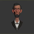 Cartoon Style 3D Modeled Game Movie Male Character With Beard And Suit Design