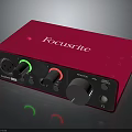 Pink Focusrite Audio Interface Electronic Device With Control Knobs And Input Ports