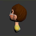 Cartoon Man with Brown Hair Wearing Large Round White Glasses Yellow Shirt Gray Overalls Smiling