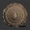 Traditional Thatched Hut Structure With Conical Straw Roof And Woven Walls Design